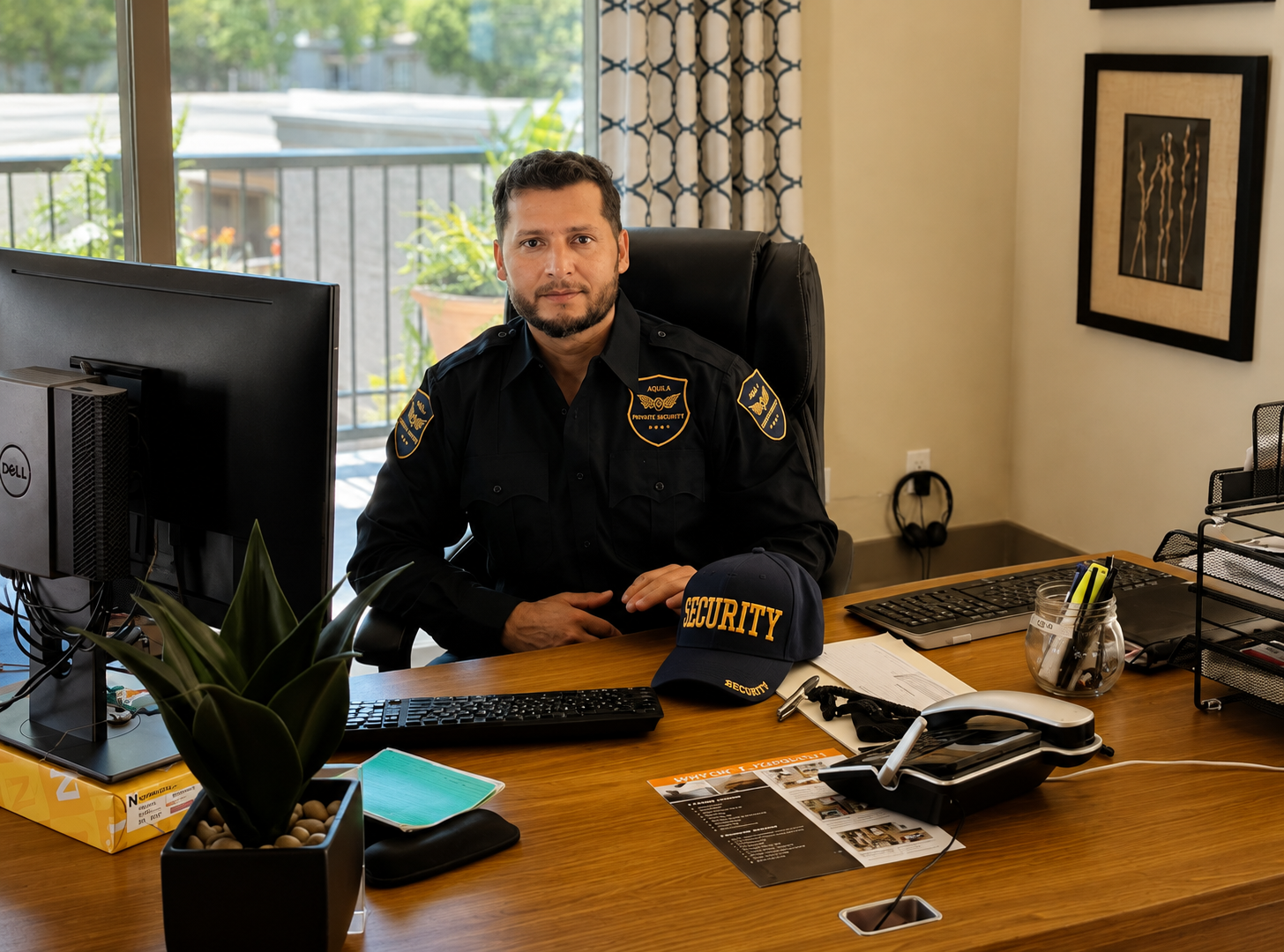Aquila security officer inspecting a commercial property in California